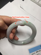 Load image into Gallery viewer, 60mm certified 100% natural light green/white/purple chubby round cut jadeite jade bangle BS40-8569
