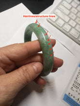 Load image into Gallery viewer, 59mm certified Type A 100% Natural sunny green white gray Jadeite Jade bangle BS80-9893
