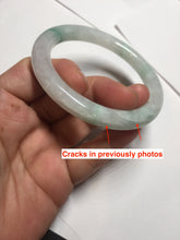 Load image into Gallery viewer, 55mm Certified type A 100% Natural sunny green/white round cut Jadeite bangle BN76
