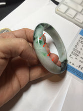 Load image into Gallery viewer, 54mm certificated Type A 100% Natural dark green/sunny green/white Jadeite Jade bangle BG40-3296
