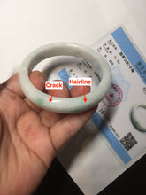 Load image into Gallery viewer, 55.7mm Certified Type A 100% Natural sunny green white Jadeite Jade bangle BP44-3179
