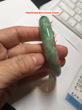 Load image into Gallery viewer, 59mm certified Type A 100% Natural sunny green white gray Jadeite Jade bangle BS80-9893
