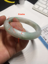 Load image into Gallery viewer, Shopify only. 55.7mm certified 100% natural icy watery light white/sunny green jadeite jade bangle BN73-9363
