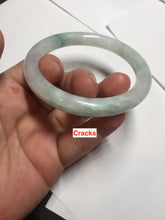 Load image into Gallery viewer, 55mm Certified type A 100% Natural sunny green/white round cut Jadeite bangle BN76
