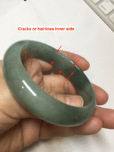 Load image into Gallery viewer, 56.8mm Certified 100% natural Type A oily dark green/ gray (老油青) jadeite jade bangle PD114
