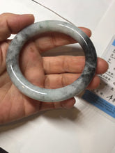 Load image into Gallery viewer, RESERVED! please don&#39;t order. Thank you. 55.5mm certified Type A 100% Natural black white light green (WuJi) chubby round cut Jadeite Jade bangle PB159-5845
