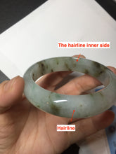 Load image into Gallery viewer, 57mm Certified type A 100% Natural icy watery light green brown The illusionary world Jadeite bangle BL116-9434
