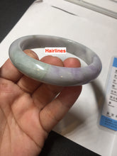 Load image into Gallery viewer, 57.8mm 100% natural certified light green purple yellow(FU LU SHOU) jadeite jade bangle N38-7344
