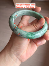 Load image into Gallery viewer, 60.5mm certified Type A 100% Natural sunny green gray black Jadeite Jade bangle BS81-9872
