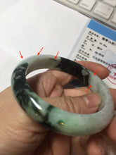 Load image into Gallery viewer, 54mm certificated Type A 100% Natural dark green/sunny green/white Jadeite Jade bangle BG40-3296
