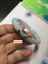 Load image into Gallery viewer, 57.5mm Certified 100% natural Type A icy sunny green/white/purple round cut jadeite jade bangle K107-2845
