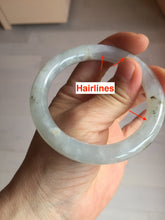 Load image into Gallery viewer, 54.7mm 100% natural type A icy watery light green/brown/black seaweed round cut jadeite jade bangle Q140-5253
