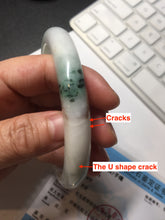 Load image into Gallery viewer, 75mm certified Type A 100% Natural light green purple red with green floating flowers plus size Jadeite Jade bangle AY97-9628
