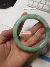 Load image into Gallery viewer, 60.5mm certified type A 100% Natural sunny green/white Jadeite Jade bangle B115-8218
