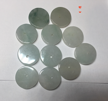 Load image into Gallery viewer, 14.8mm Type A 100% Natural icy watery light purple/yellow/white /green Jadeite Jade Safety Guardian Button Pendant group AX161
