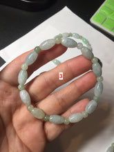 Load image into Gallery viewer, 100% natural type A icy watery green olive shape(LU LU TONG) beads +round bead  jadeite jade  bracelet BK55
