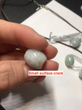 Load image into Gallery viewer, 13.3-13.5mm Type A 100% Natural sunny green/white/light purple olive shape Jadeite Jade LuluTong (Every road is smooth) bead pendant group BP154
