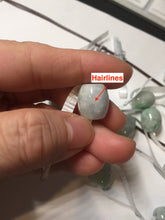 Load image into Gallery viewer, 13.3-13.5mm Type A 100% Natural sunny green/white/light purple olive shape Jadeite Jade LuluTong (Every road is smooth) bead pendant group BP154
