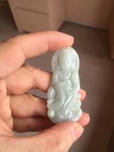 Load image into Gallery viewer, 100% natural white grade A light green white jadeite jade Guanyin pendants AU20-2
