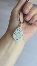 Load and play video in Gallery viewer, 100% Natural type A light green purple white openwork jadeite pendant BP183
