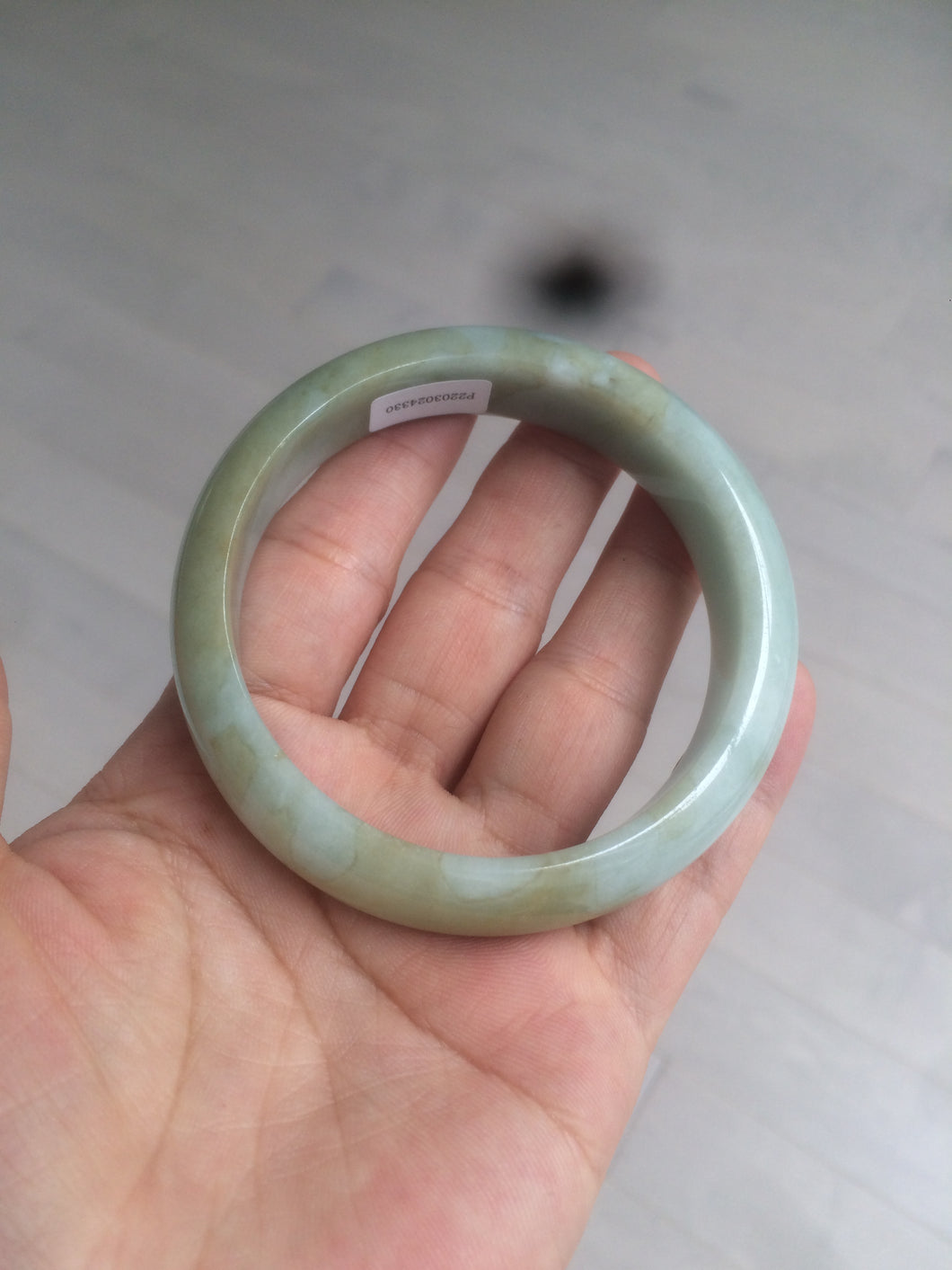 58mm Certified Type A 100% Natural green/yellow Jadeite Jade bangle A78-4330