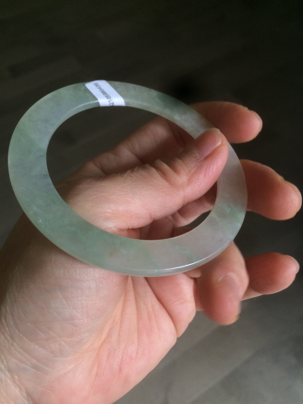 55.2mm certified Type A 100% Natural icy light green thin Jadeite bangle AC16-0430