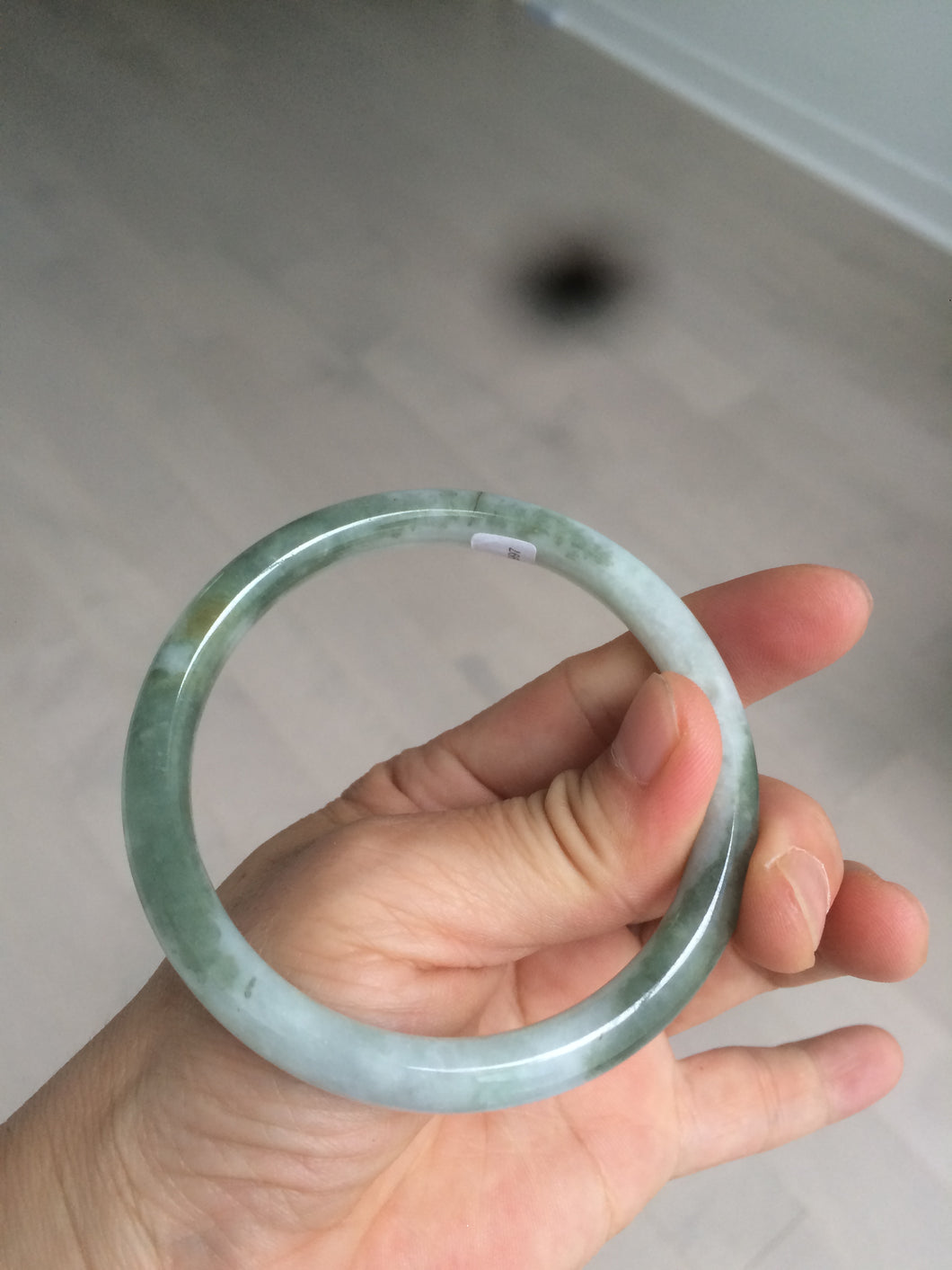 59.5mm Certified Type A 100% Natural green round cut Jadeite Jade bangle AH67-4997 卖了