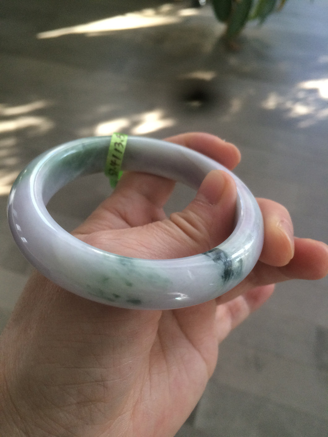 57.4mm certified Type A 100% Natural green/purple Jadeite Jade bangle AE6-6198