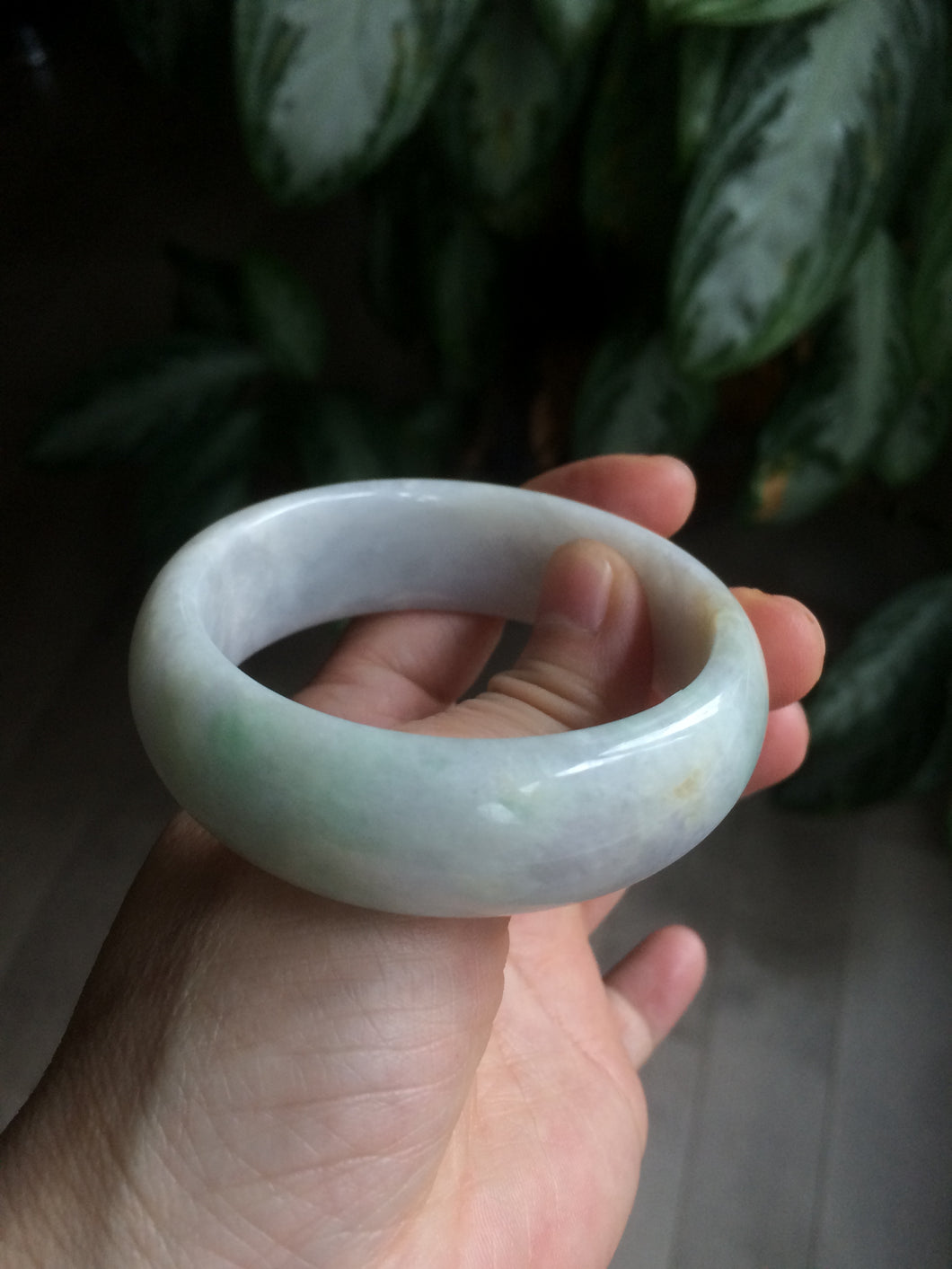 53.9mm Certified Type A 100% Natural white/purple/green/yellow chubby Jadeite Jade bangle Z91-5685