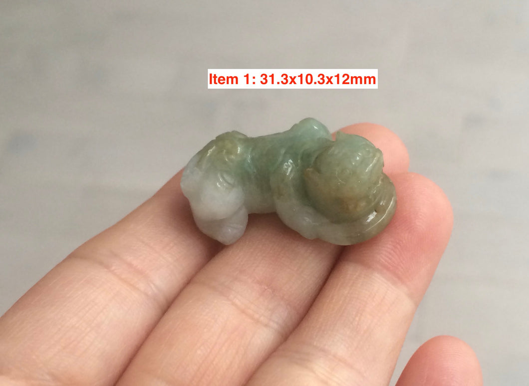 100% natural type A jadeite jade green/white 3D PiXiu(貔貅) pendant/bracelet AE26