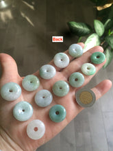 Load image into Gallery viewer, 17.8-21mm Type A 100% Natural green/white Jadeite Jade Safety Guardian Button donut Pendant group AD33
