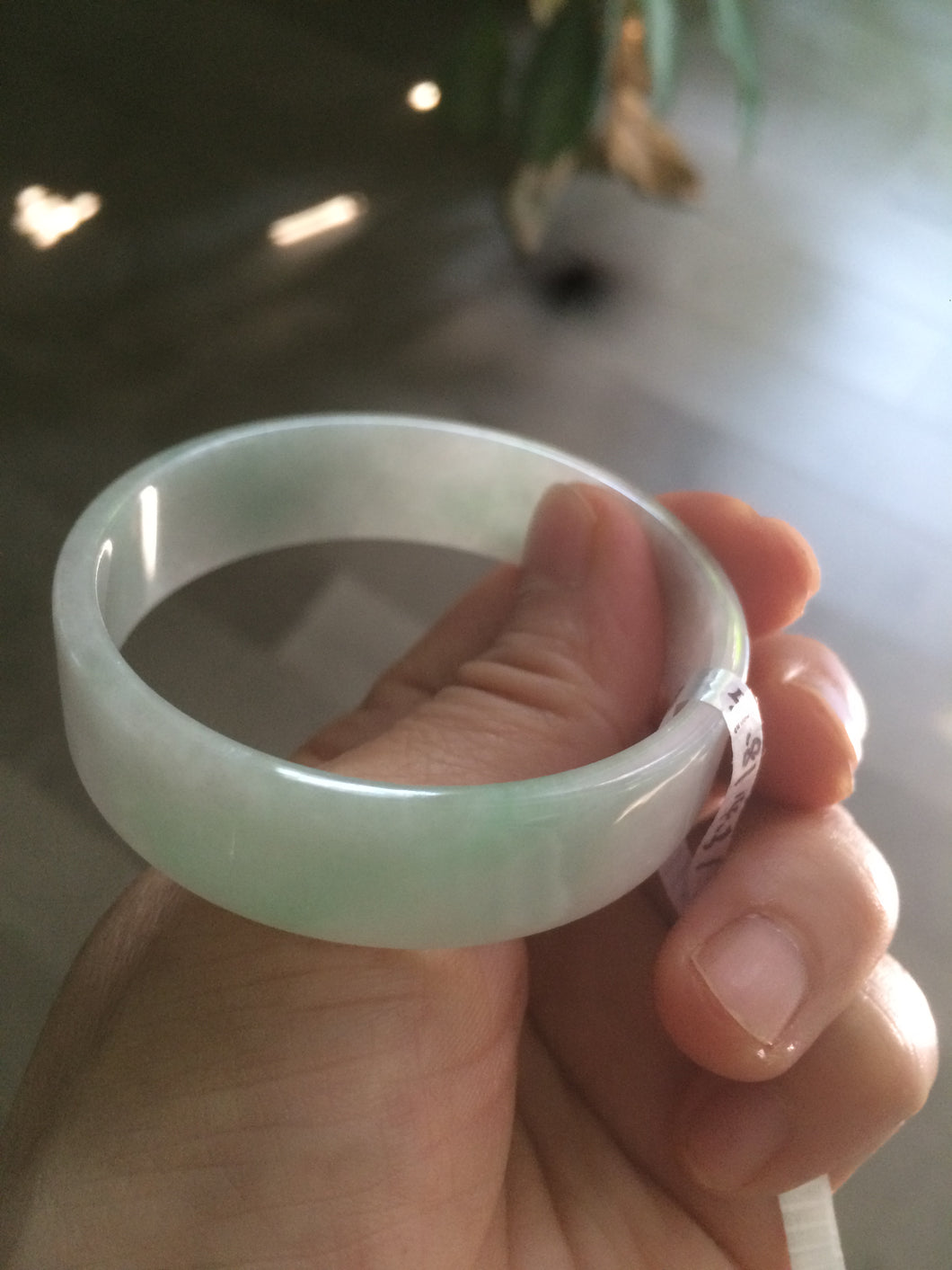 51mm certified Type A 100% Natural light green purple square Jadeite Jade bangle H153-8059