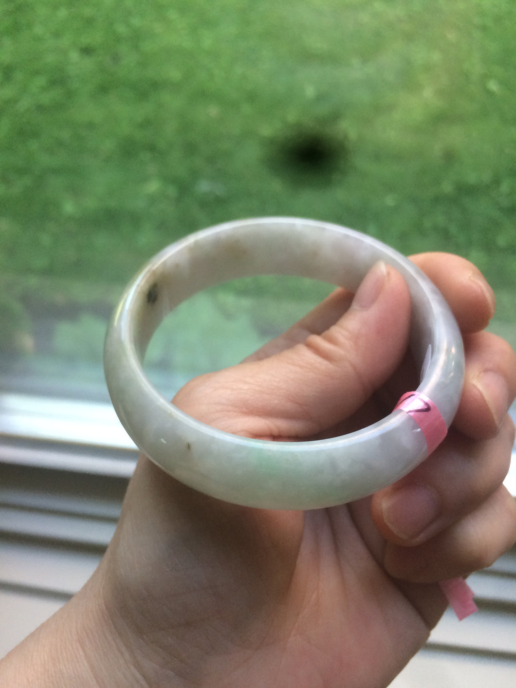 57mm Certified Type A 100% Natural green/purple/brown Jadeite Jade bangle L69-0001