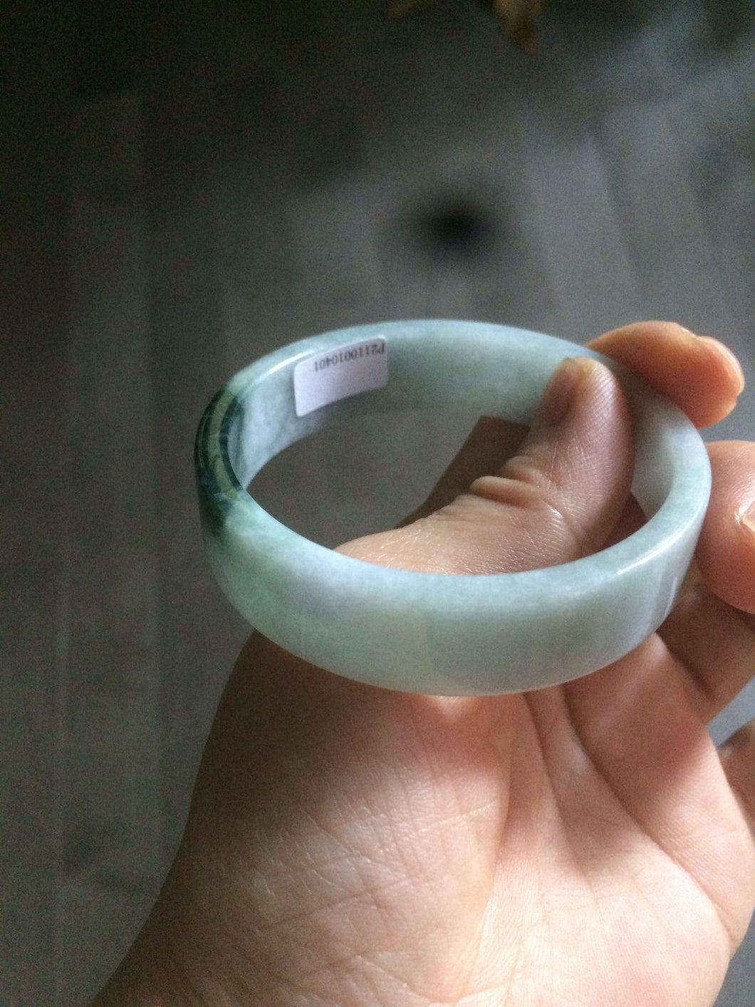 52.5mm certified Type A 100% Natural s dark green/purple square Jadeite Jade bangle L131-0401