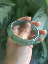 Load image into Gallery viewer, 53.7mm 100% Natural icy watery blue/black/gray Xiu Jade (Serpentine) bangle A32
