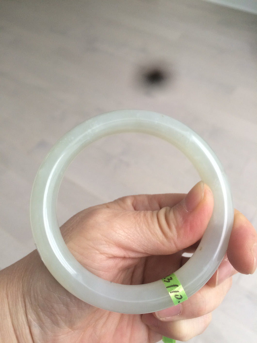 59.3mm certified 100% Natural icy ash gray round cut nephrite hetian Jade bangle AC46-7436 卖了