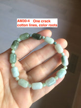 Load image into Gallery viewer, 100% natural green/white type A jadeite jade Capsule bead bracelet AM30
