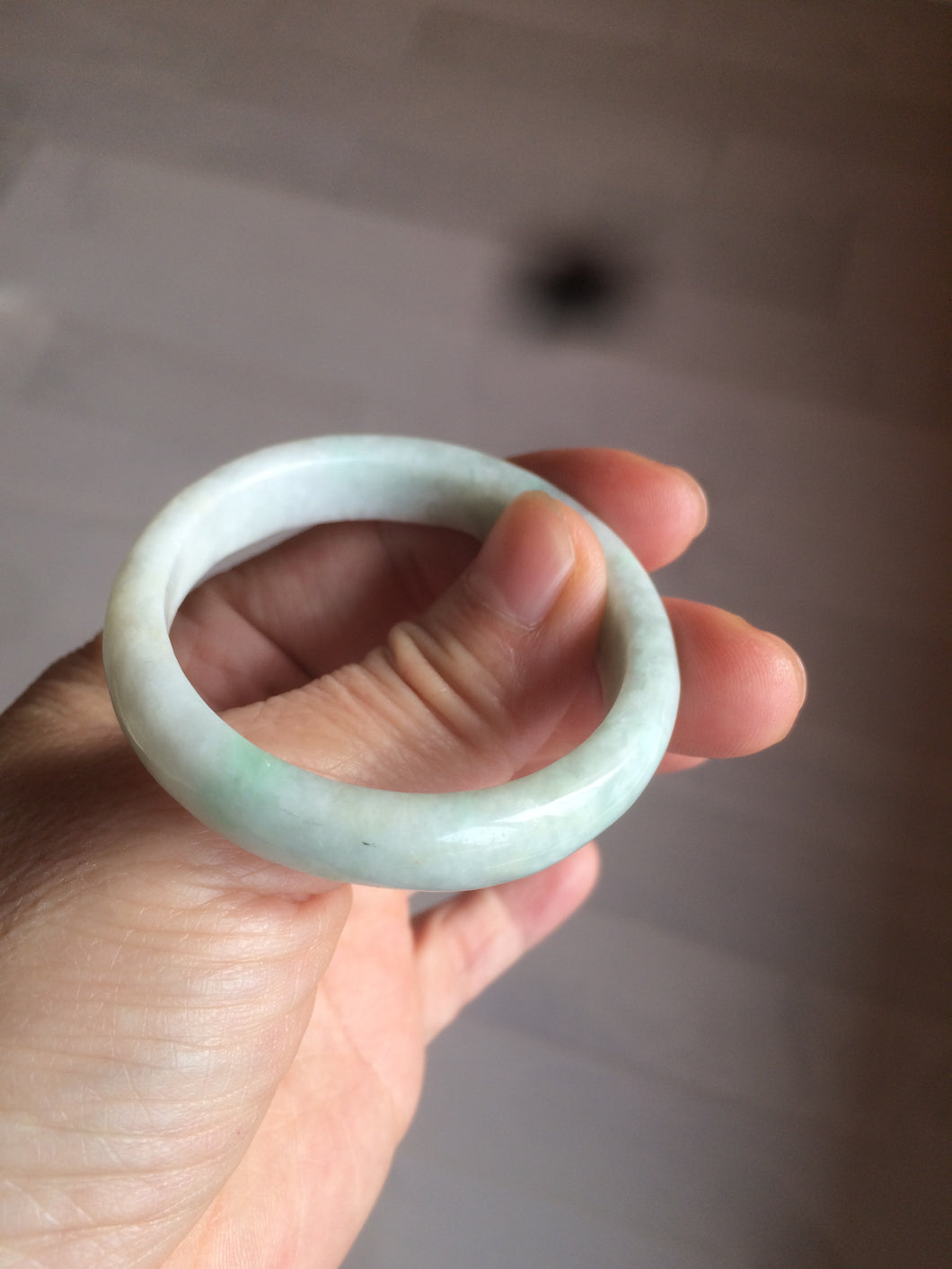 42.5mm Type A 100% Natural sunny green white Jadeite Jade kid/small adult hand AT63 Add on item