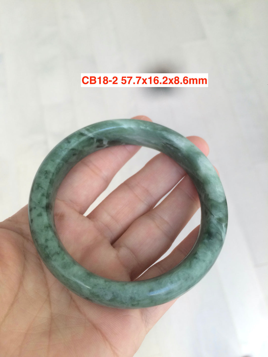 57-58m 100% natural icy green white Quartzite (Guizhou jade, 贵翠) bangle CB18 Note: Not jadeite jade!