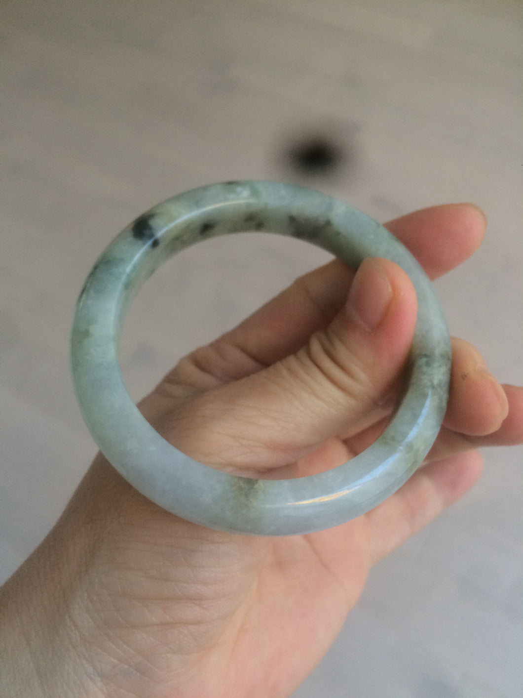 54.5mm 100% natural certified green/purple jadeite jade bangle AM39-3535