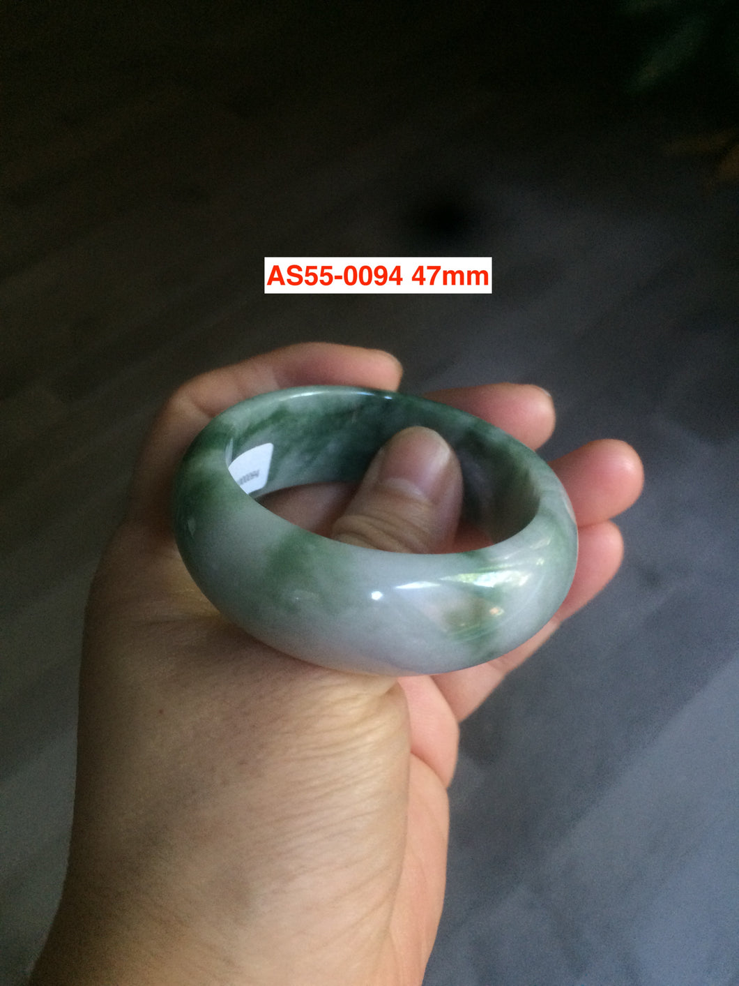 47mm Type A 100% Natural light green/white Jadeite Jade kids AS55-0094