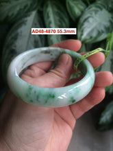 Load image into Gallery viewer, 53-55mm certifaied Type A 100% Natural sunny green/white/black Jadeite Jade bangle (with defects) Group AD48
