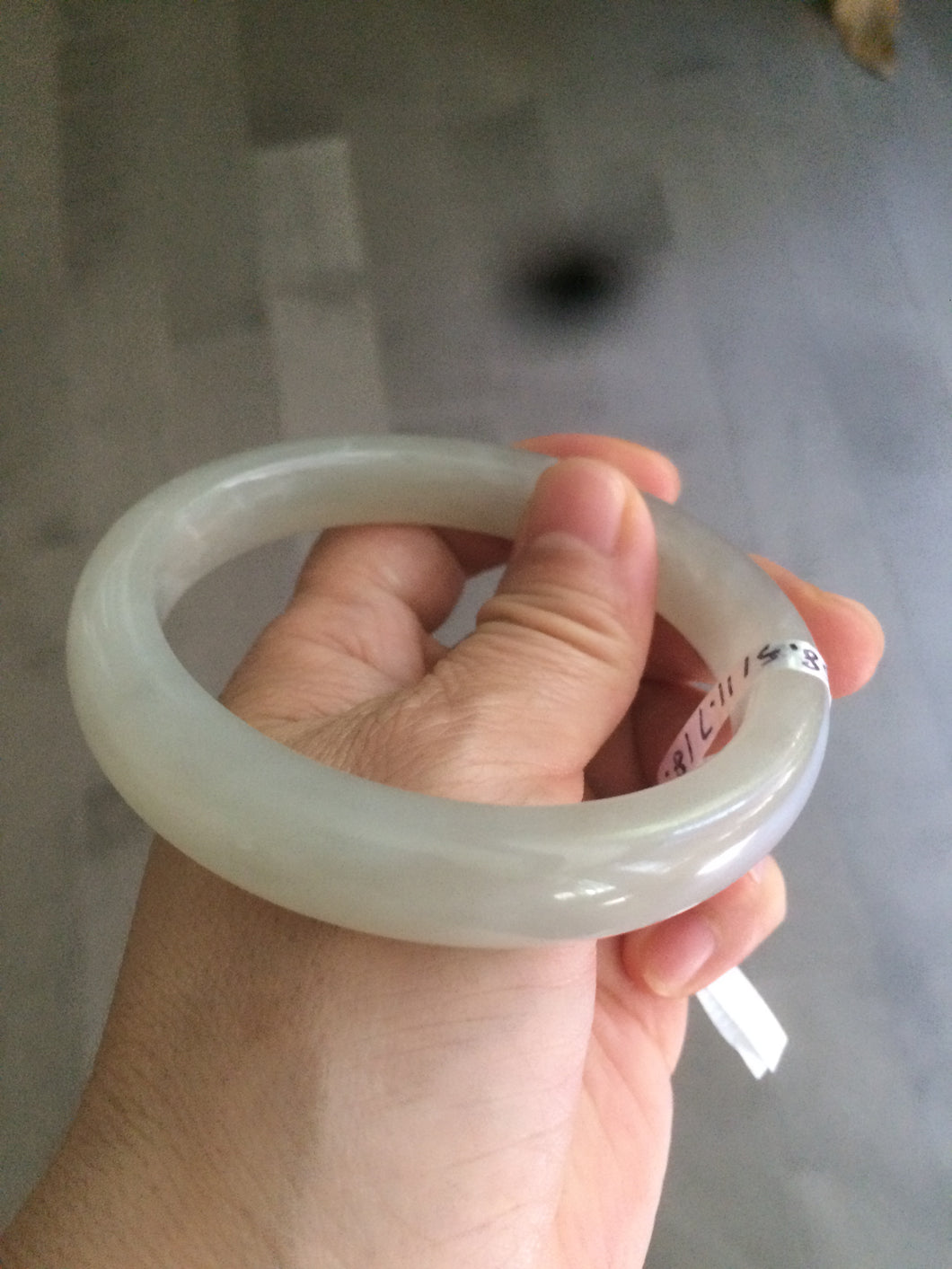 58.5mm Certified Type A 100% Natural super icy gray/white nephrite Hetian Jade bangle HE39-2070