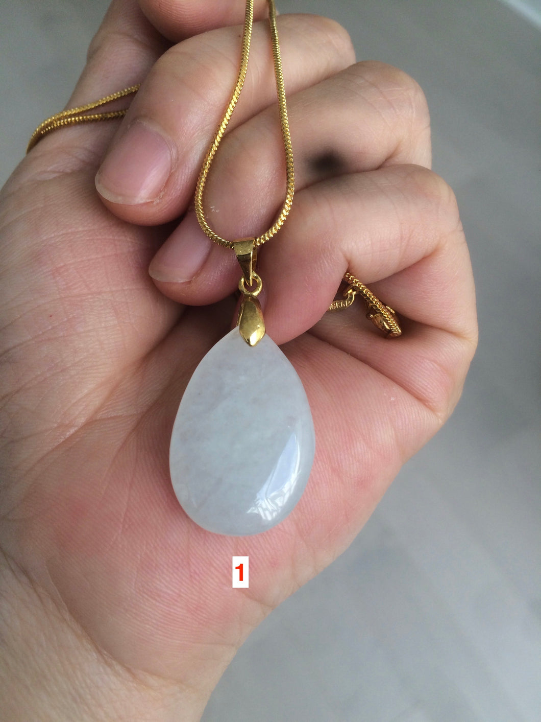 100% natural icy watery clear white type A jadeite jade water drop pendant necklace group E53