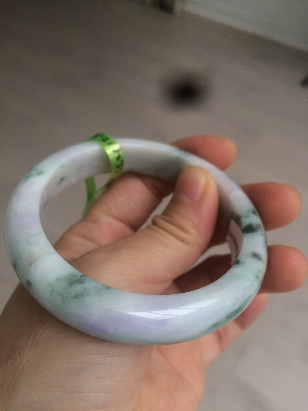 55.2mm Certified Type A 100% Natural light green/purple/brown authentic Jadeite Jade bangle F86-6199