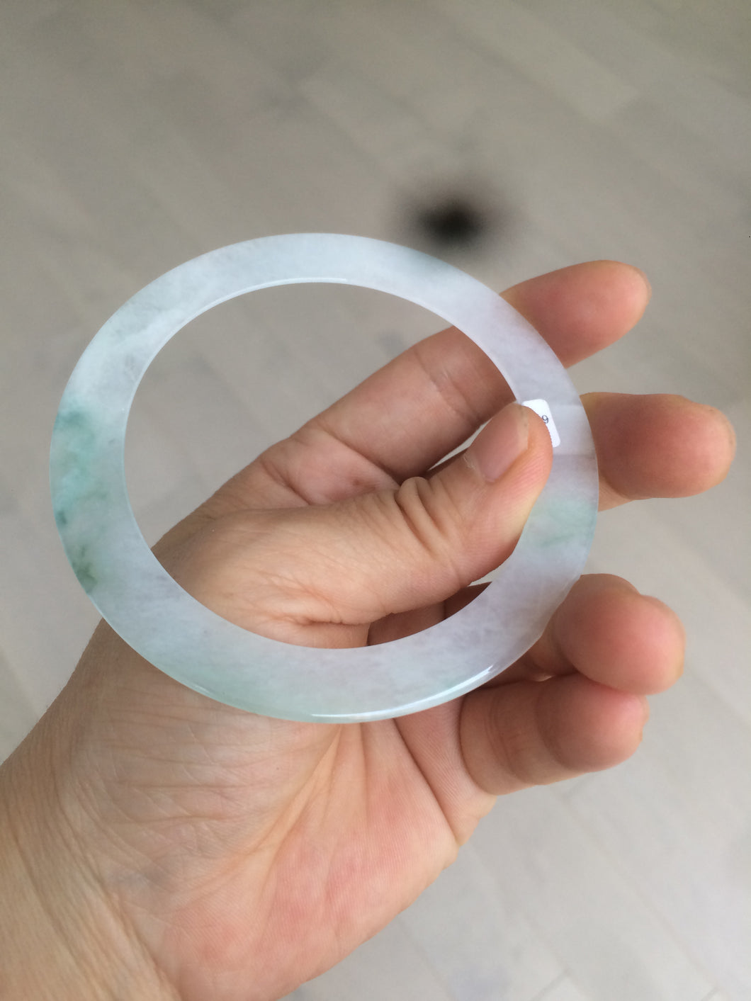 60mm Certified Type A 100% Natural icy watery sunny green white Jadeite Jade bangle A83-4959