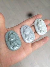 Load image into Gallery viewer, 100% Natural light green Jadeite Jade little doggy pendant A64
