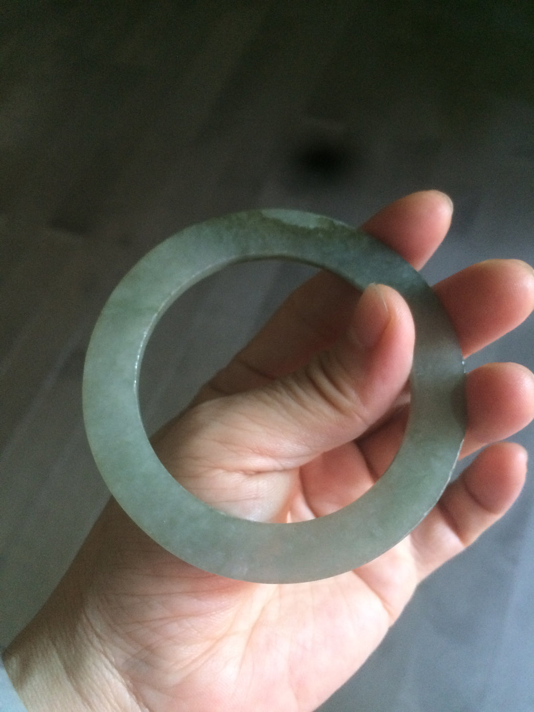 54mm Type A 100% Natural dark green/gray Jadeite Jade bangle AS52