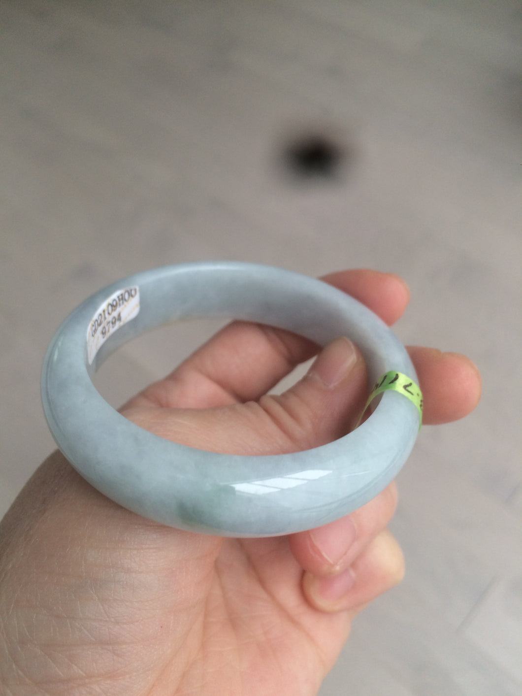 53.7mm certificated Type A 100% Natural light blue/green/yellow Jadeite Jade bangle AJ24-9794