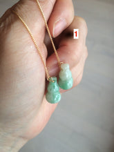 Load image into Gallery viewer, 100% Natural sunny green gourd dangling jadeite Jade earring AT74
